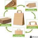 Qutuus Large Paper Bags with Handles Bulk - 50 Pcs 12x7x14 Large Paper Grocery Shopping Bags with Handles, Brown Sacks for Groceries, Recycling, Delivery, Take Out, To Go, Retail