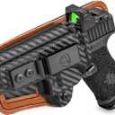 G43/G43X/G48 Right Hand IWB Holster, Black, Kydex Leather Hybrid, Glock 43/43X/43X MOS 9mm Pistol, Red Dot Optics Ready, Clip Attachment