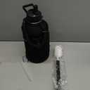 Insulated Water Bottle | Thickened Stainless Steel Vacuum Metal | Portable Sports Half Gallon Large Water Jug for Gym and Hiking with Straw, Carrier Bag, Handle Strap | BPA-Free 64 oz (Advanced Black)