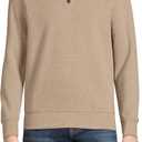 Lands' End Bedford Rib Quarter Zip Sweater (Small, Rich Camel Heather)