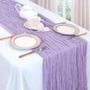 6 Pack Lilac Purple Table Runner 10ft Boho Gauze Fabric Cheesecloth Table Runner 35 x 120 Inch Rustic Sheer Runner for Holiday Baby Shower Home Dcor Party Wedding Decoration