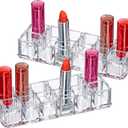 Amazing Abby - Charm - 2-Pack 12-Slot Acrylic Lipstick Organizer, Lipstick Holder, Lip Gloss Holder, Cosmetic Storage Display, Perfect Storage Solution for Drawer and Vanity (Slot Size: 0.9" x 0.9")