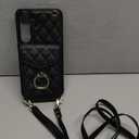 MRRSIWEI for Samsung Galaxy S25+ / S25 Plus (Not S25) Wallet Case with Card Holder, PU Leather with Crossbody Lanyard Wrist Strap Kickstand Cover for Women Case for Samsung S25 Plus.Lanyard Black