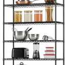 Storage Shelves 2100Lbs Capacity, 6-Shelf on Casters 45" L18" W82" H Commercial Wire Shelving Unit Adjustable Layer Metal Rack Strong Steel for Restaurant Garage Pantry Kitchen,Black, 18L x 45W x 82H