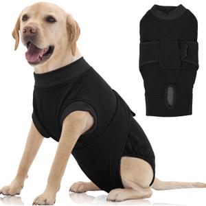 FUAMEY Dog Recovery Suit Male,Dogs Surgery Neuter Suits Puppy Spay Shirts for Female Protect Dog's Skin Anti Licking Abdominal Wounds Doggie Onesie Pet Bodysuit Alternative to Cone Black XL (XL(Back:20.1-24.8in,WT:42-75lbs))