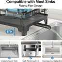 GSlife 2 Tier Dish Drying Rack with Drainboard, Expandable Large Dish Drainer for Kitchen Counter, Rust Resistant Dish Drainer with Cup Holder & Utensil Holder, 12.6" W x 18.7"-25.2" L, Black