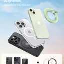 SYNCWIRE for MagSafe Ring Phone Holder, 360 Rotation Magnetic Cell Phone Grip Dual-Sided Magnets Phone Ring Kickstand Compatible with iPhone 17 16 15 14 13 12 Pro Max MagSafe, Android, Samsung etc. (Light Green)