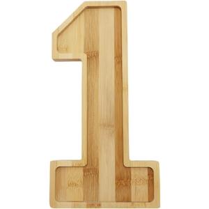 15.8'' Bamboo Wooden Number Charcuterie Board Box, Fillable Number 1 Serving Tray, Wood Charcuterie Boards for Fruit Cheese Platter Vegetable Food Dish Plates, Anniversary Birthday Party Decoration