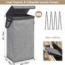 DOKEHOM 100L Laundry Basket with Lid and Removable Laundry Bags, Large Collapsible Laundry Hamper for Bedroom, Bathroom, Laundry Room, Colloge (Grey)