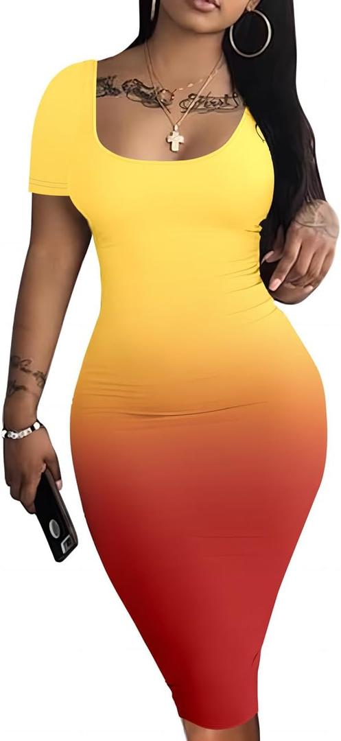 Mrskoala Women's Casual Basic Pencil Dress Bodycon Summer Sexy Club Midi Dresses