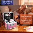 Medicine Lock Box with 3-Digit Combination Lock Pink Lockable Storage Box for Medication, Small Lock Box for Valuables, 7" Locking Medicine Box, Lock Box for Home Travel Dorm