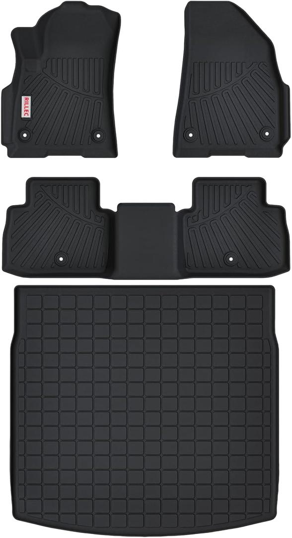 Floor Mats & Cargo Liner for 2025 2026 Jeep Wagoneer S 4xe EV(Non Fuel),All Weather Protection Accessories Custom Full Set Liners Include 1st & 2nd Row Automotive Floor Mats TPE Slush Car Mats