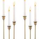 2 Sets(6 Pcs) Brass Gold Metal Taper Candle Holders Candlestick Holders, Vintage Modern Decorative Centerpiece Candlestick Holders for Table Mantel Wedding Housewarming Gift