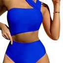 Lilosy Cute Cutout High Waist One Shoulder Piece Swimsuit Bikini Bathing Suit XL