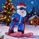 8FT Christmas Inflatable Skiing Santa Claus Decor, Blow Up Weatherproof Xmas Decorations for Yard, Built-in LED Light for Garden Lawn Outdoor Winter Holiday,Ideal for Christmas Party Xmas Gifts