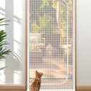 BFNN Cat Screen Door, Extra Tall Cat-Proof Mesh Gate, Fit Door Size 34'' x 82.5'', Anti Scratch Mesh with Zipper Closure, for Living Room, Kitchen, Bedroom (White)