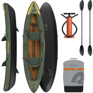 Retrospec Coaster Tandem Inflatable Kayak - 2 Person Inflatable Kayak for Adults, 440lb Weight Capacity, Puncture Resistant, Lightweight 2 Person Kayak with Adjustable Seats Paddle & Pump