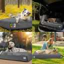 Sytopia 42 Inch Canvas Indestructible Outdoor Dog Bed for Extra Large Dogs, Chew Proof Dog Bed with Waterproof Washable Removable Cover, Indoor Patio Pet Pad for Crate, Dark Grey