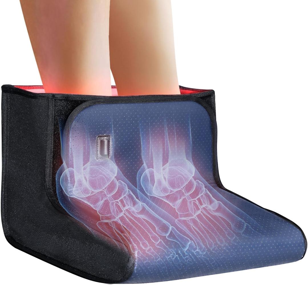 FSA HSA Eligible Full Coverage Red Light Therapy for Feet, Premium Leather, Easy-to-Clean Window, TPU Film, Relieves Foot Pain 11.80" x 11.80" x 9.80"