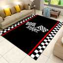 Racing Car Kids Play Rugs, 3x4ft, Race Track Checkerboard Flag Rug for Living Room, Non-Shedding Easy Clean Pet Friendly Carpet, Cozy Low Pile No Crease Carpets for Bedroom Bedside