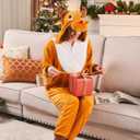 NEWCOSPLAY Unisex Adult Onesie Pajamas Animal One Piece Costume Cosplay Sleepwear (Large, Brown Reindeer)