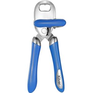 3 x Multi-function Manual Can Opener Bottle Opener, Oversized Hand-held Easy Rotary Knob, Safe Cut Can Opener with Non-Slip Handle, Smoother Cut Sharp Blade for Seniors Kitchen Tool, Blue