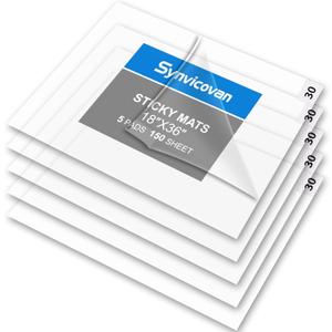 18" x 36" Transparent Sticky Mat Tacky Pads Adhesive Floor Mat (5 Packs,150 Sheets,30 Sheets/Pack for Cleanroom Laboratory Hospital Construction Pets Home Indoor Gymnasium and Workshop