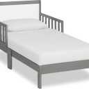 Dream On Me Brookside Toddler Bed, Low Floor Wooden Bed, Side Safety Bed Rails, GREENGUARD Gold & BSA Certified, Non-Toxic Paint Finish, New Zealand Pinewood, Up to 50 lbs - Steel Grey/White