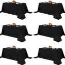 Fitable Black Tableclothes for Rectangle Tables, 6 Pack - 90 x 132 Inch - Reusable and Elegant Tablecloths, Polyester Fabric Table Covers for Wedding, Party, Banquet, Formal Events