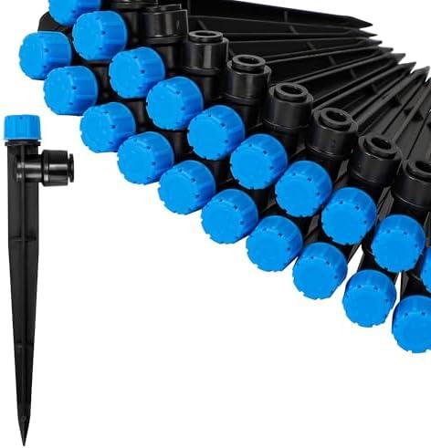 MIXC Quick Connector Drip Emitters for 1/4" Tubing, Adjustable Flow, 360° Fan-Shaped Sprayer (Drip Emitter Stream, 20 Packs)