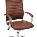 Amazon Basics High-Back Swivel Office Chair with Lumbar Support, Ergonomic Ribbed Faux Leather, Adjustable Height, 24.75"D x 23.25"W x 45.25"H, Brick Red