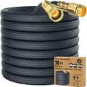 10FT Lightweight Flexible Hose,Solid Brass Head Garden Hose for Boat,RV, Marine Washdown, Lawn,Garden,Camp,outdoor,Superior high pressure TPE water Hose(Solid Brass&BlueBlack, 10 FT)