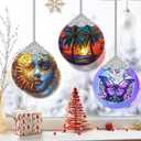 Retro Beach Ornament, Christmas Ornaments, Christmas Decorations for Tree, Stained Glass Ornament, Heirloom Keepsake, Gift Exchange, Gift Ideas, Bauble Present