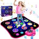 Gifts for 7 Year Old Girl Toys Age 6-8 Electronic Dance Pad with Light-up 8 Button Bluetooth Music Dance Mat with 5 Game Modes Birthday Toys Gifts for 3 4 5 6 7 8 9 10+ Year Old Girls Pink