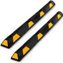 Pyle 72 Inch Heavy Duty Vehicle Rubber Car Parking Wheel Guide Stopper for Driveways, Parking Lot Spots, and Garages, Pack of 2, Black