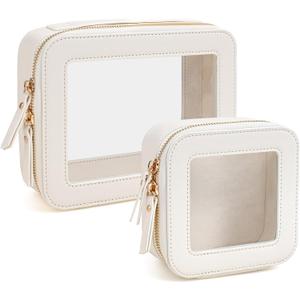 Travel Clear Makeup Bag Set, TSA Approved Cosmetic Bag Case with Zipper Portable Makeup Pouch Toiletry Bag Traveling Cosmetic Organizer Storage Bag Car Organizer Car Essentials