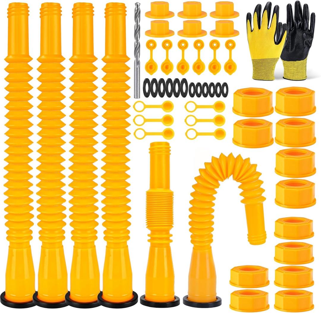 Gas Can Spout Replacement,6 Kit-Gas Can Flexible and Retractable Nozzle, Upgraded Fuel Can Spout Replacement Suitable for Most 1/2/5/10 Gal Oil Cans.