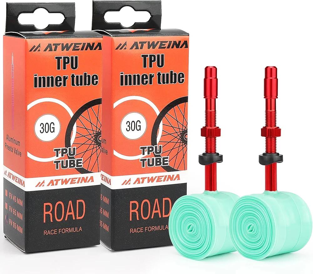 2-Pack TPU Bike Inner Tube 700C x 18-32C with Metal Presta Valve, Ultralight Road Bike Tube, Puncture-Resistant Bicycle Tube for Road, All-Road & Gravel Bikes
