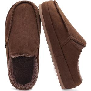 KuaiLu Womens Clog Slippers Cozy Warm Plush Lined With Arch Support Suede Faux Fur House ladies Bedroom Slippers Comfortable Memory Foam Slip-on Womans Home Shoes (9, Brown)