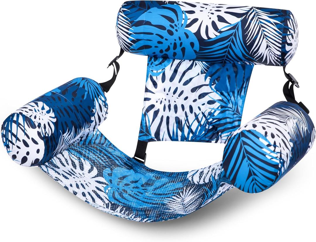 Sloosh Pool Floats Chairs Adult,Inflatable Pool Lounge,Plant Pattern Floating Mat Hammock,Blow up Water Chairs Noodles rafts for Party Summer Water Beach Fun