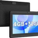 Android 12 Tablet 7 inch, 4GB(2GB+2GB Expand) RAM 32GB ROM Tablets, Quad-Core 1.5GHz Processor, Dual Camera,1024 x 600 IPS HD Display Screen,512GB Expand, WiFi, BT, 7" Tablet Black
