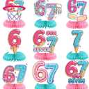 6 7 Birthday Decorations Donut Ice Cream Theme Six Seven Honeycomb Centerpieces Funny 67 Meme Party Table Decor for Kids Teens Adults Meme Lovers Viral Six Seven Birthday Party Supplies