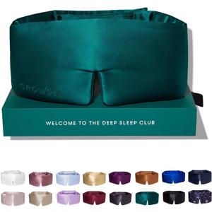 DROWSY Silk Sleep Mask - Face-Hugging, Padded Cocoon for Luxury Sleep in Total Darkness - 100% Pure Mulberry Silk (Green Sapphire)