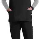 Uniforms World Elvis Scrubs Set for Men  Classic V-Neck Stretch Top & Straight Pants, Elastic Waistband, 7 Pockets (X-Small, Black)