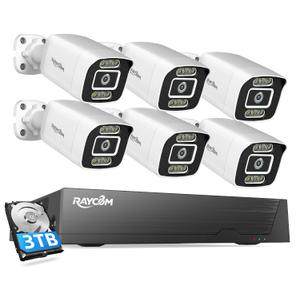 PoE Security Camera System, 6pcs Wired 5MP Outdoor IP Cameras with Color Night Vision, AI Human Detection, Two-Way Audio, 4K 8CH NVR with 3TB HDD for 24-7 Recording, No Monthly Fee