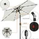 Blissun 7.5 ft Solar Umbrella, 18 LED Lighted Patio Umbrella, Table Market Umbrella