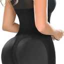 Women's Full Body Shapewear Bodysuit, Black Compression Garment with Lace Trim, Adjustable Straps, Tummy Control, Post-Surgery Recovery Wear (Black, M)