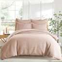Levtex Home Cloud Waffle King/Cal King Comforter Set (106x94in) with 2 Pillow Shams (36x20in) - Solid Waffle Cotton Texture - Blush - 100% Cotton King Size Comforter Set - Soft, Pre-Washed