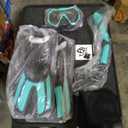 Snorkeling Gear for Adults, 4 in 1 Travel Size Mask Fins Snorkel Set with Panoramic View Anti Fog Mask, Dry Top Snorkel, Trek Fins and Travel Bag, Snorkel Gear for Swimming Diving Snorkeling (Turquoise)