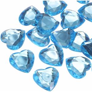 MECCANIXITY 20 Pcs Acrylic Heart Rhinestone, 30mm Flat Back Plastic Gems Jewelry Stickers for Craft Bead Face Painting Costume Jewelry Making Light Blue